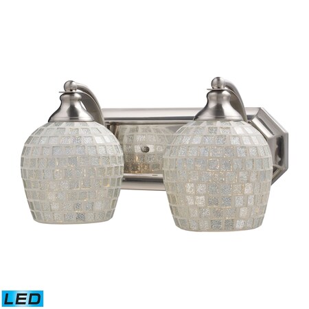 Elk Lighting Vanity 2-Lght Wall Lamp SatNickel w/Silver Glass - Incl LED Bulbs 570-2N-SLV-LED